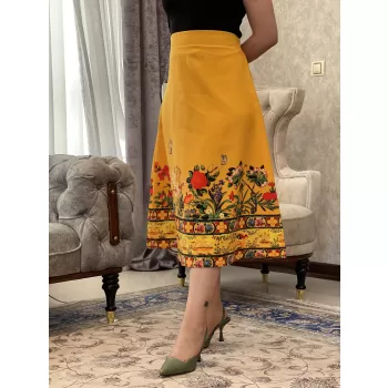 دامن طرح حاشیه گل زرد